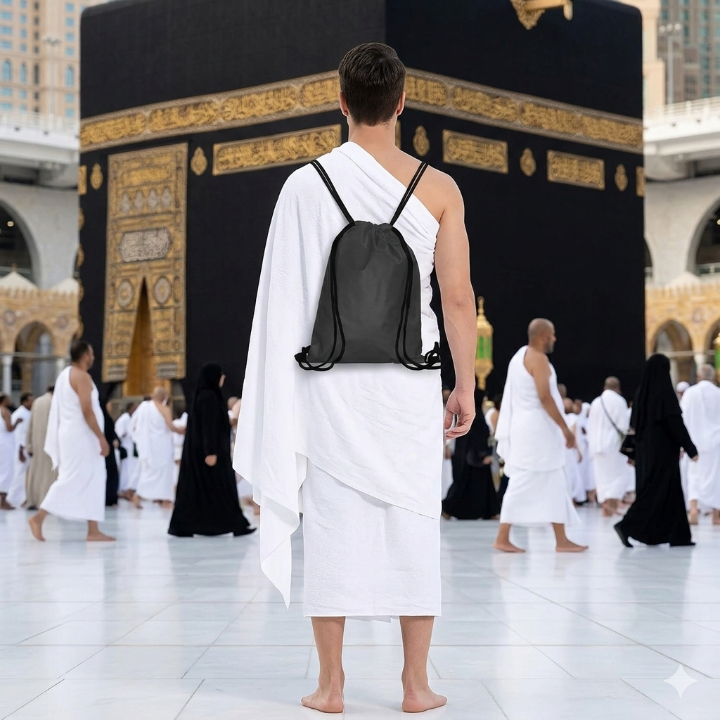 Complete Pilgrim Kit for Men (Ihram + Belt + Travel Bag)