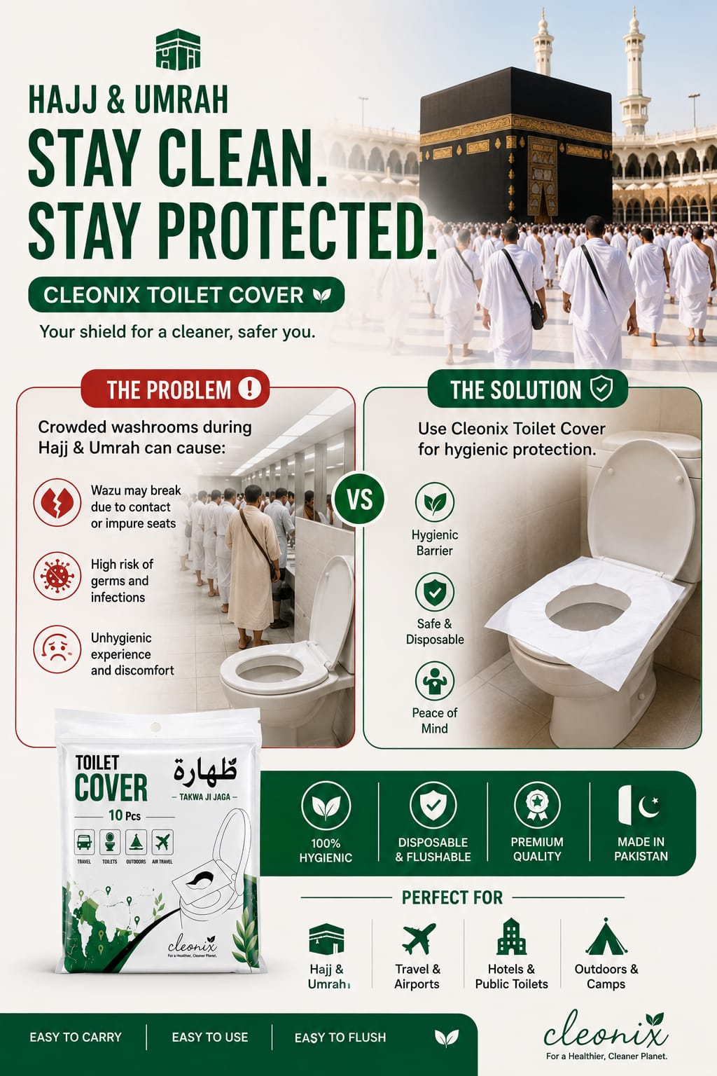 Disposable Travel Toilet Seat Covers (Pack of 10)